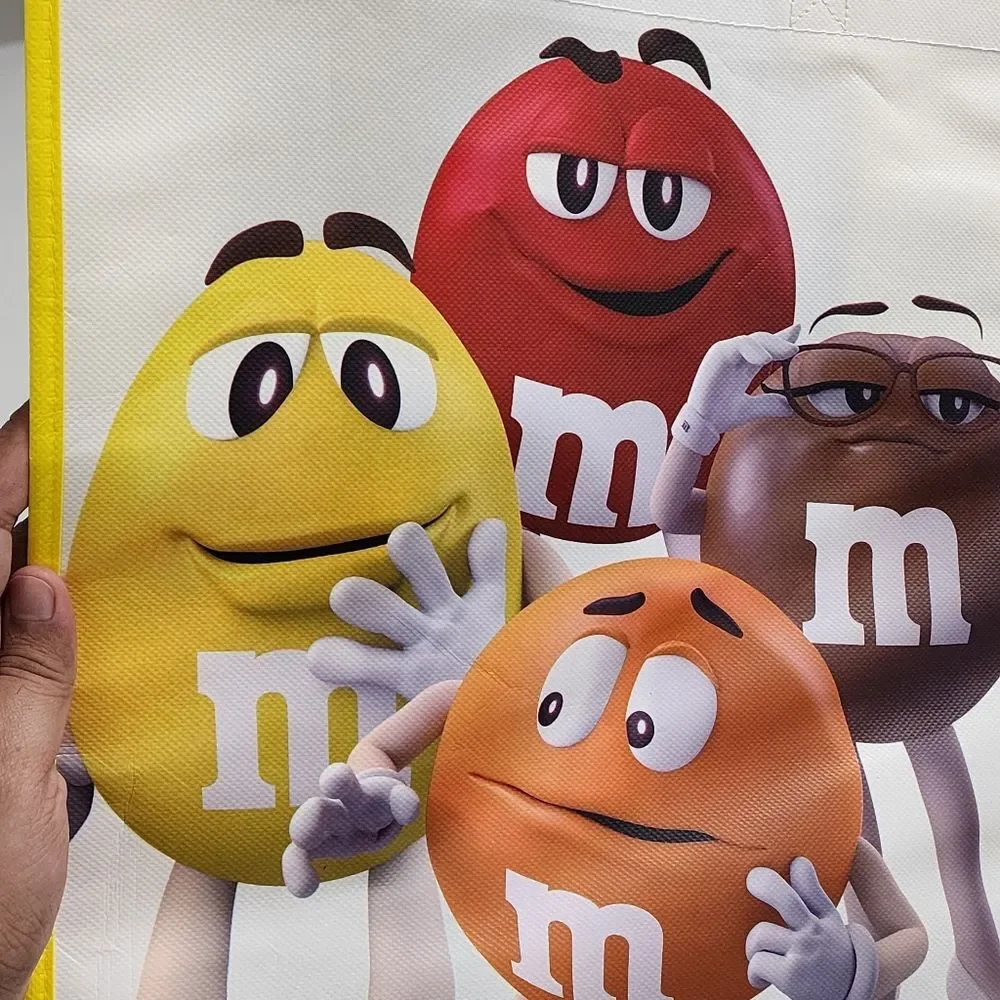 M&M's World 2024 Recyclable Thick Colorful Character Yellow Tote Bag